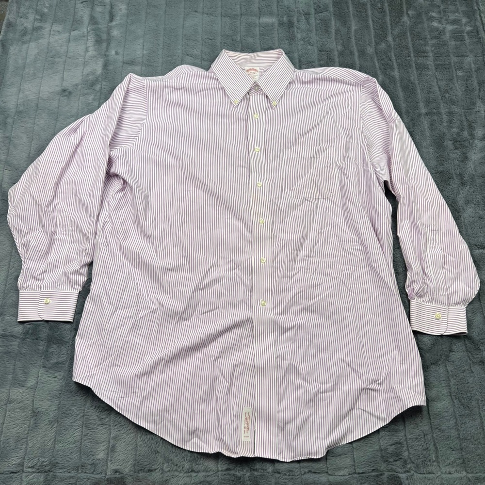 Brooks Brothers Mens 18-34 Traditional Fit Non-Iron Cotton Striped Shirt Purple